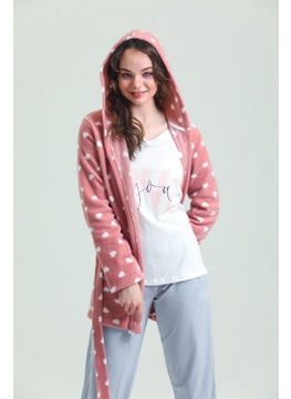 Magic Form 37680 Women's Fleece Pajama Set with Robe-Dried Rose  - Image 3