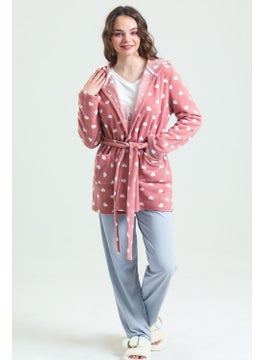 Magic Form 37680 Women's Fleece Pajama Set with Robe-Dried Rose  - Image 1