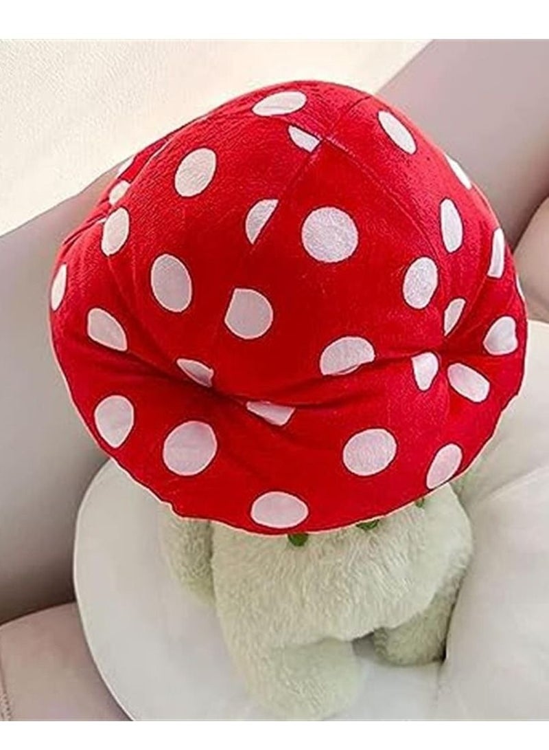 Frog Plushies Toys, 17" Cute Frog Pillow with Mushroom Hat Stuffed Animals, Kawaii Plushies Gift for Kids Girls Birthdays Gift（Light Green Red hat）  - Image 3