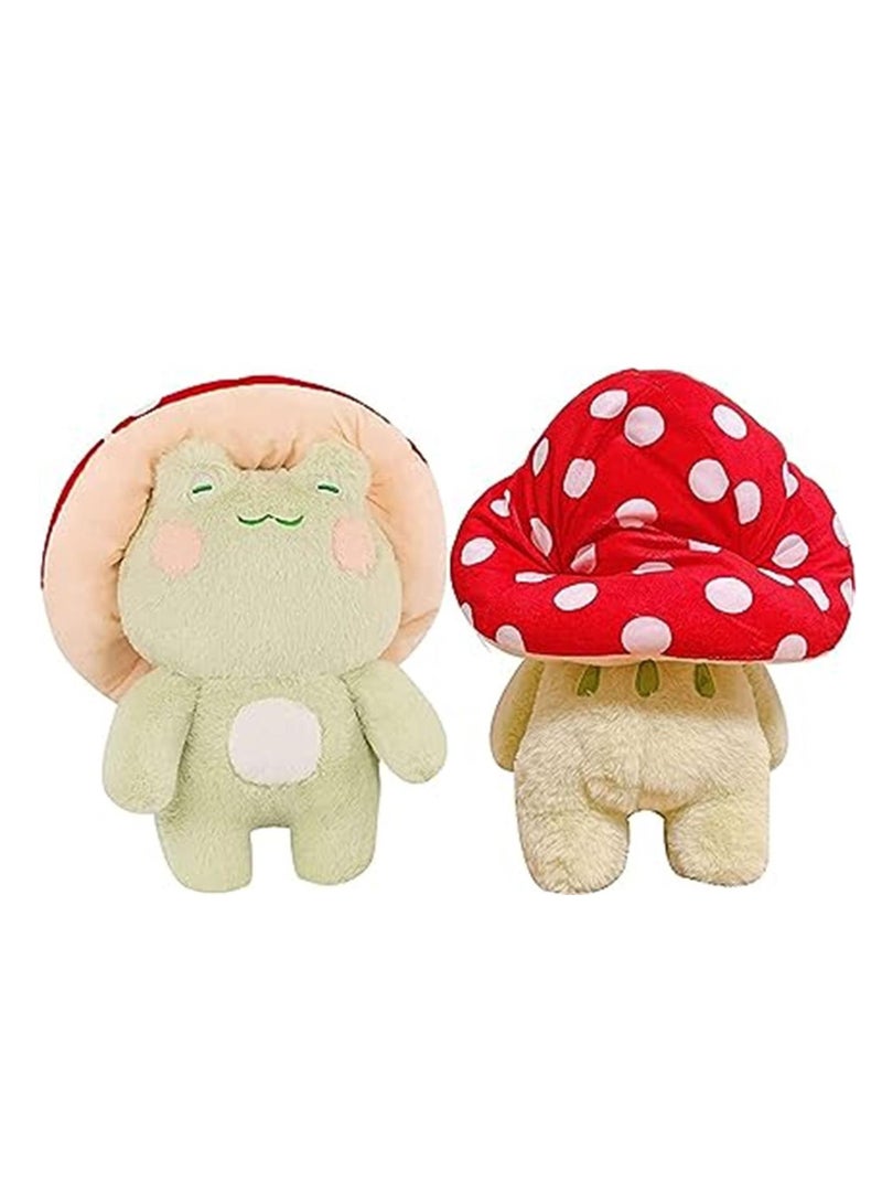 Frog Plushies Toys, 17" Cute Frog Pillow with Mushroom Hat Stuffed Animals, Kawaii Plushies Gift for Kids Girls Birthdays Gift（Light Green Red hat）  - Image 1