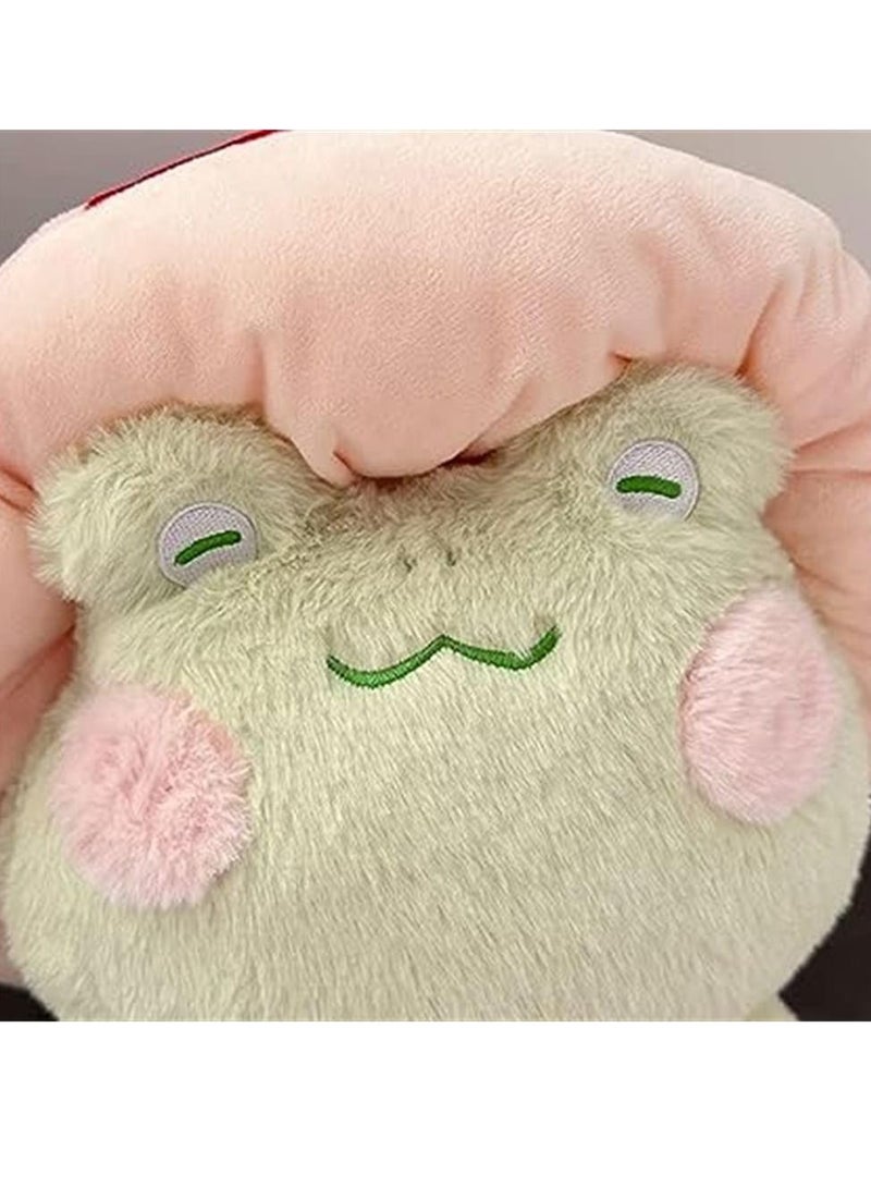 Frog Plushies Toys, 17" Cute Frog Pillow with Mushroom Hat Stuffed Animals, Kawaii Plushies Gift for Kids Girls Birthdays Gift（Light Green Red hat）  - Image 2