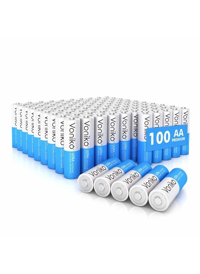 Voniko Premium Grade AA Batteries - (100 Pack) - Alkaline Double A Battery - Ultra Long-Lasting, Leakproof 1.5v Batteries - 10-Year Shelf Life  - Image 1