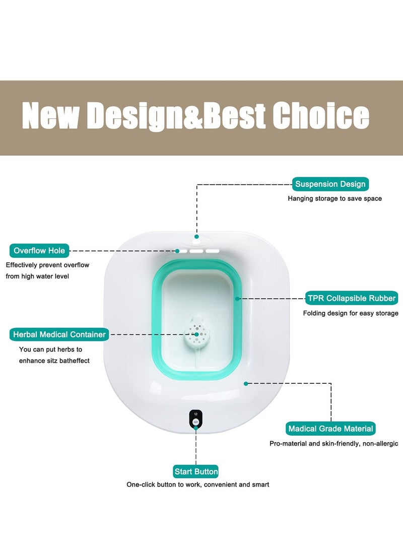 XiuWoo - Electric Sitz Bath Foldable Postpartum Care Basin, Sitz Bath Tub for Soothes and Cleanse Hemorrhoids and Perineum Treatment, Suitable for Women, Maternity, Pregnant Women, Elderly (Bubble) - Image 1