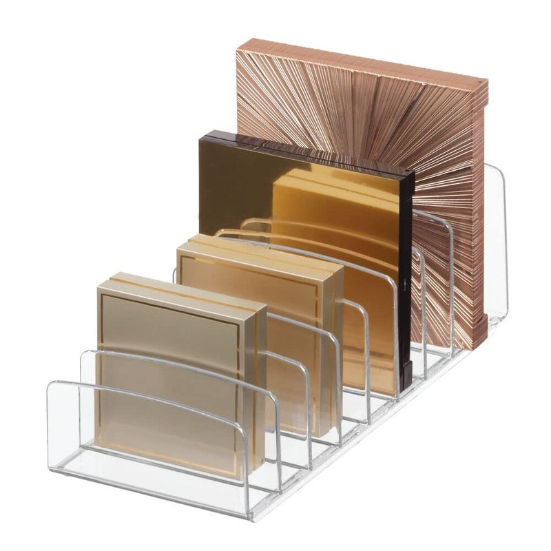 InterDesign iDesign BPA-Free Plastic Divided Makeup Palette Cosmetic Organizer, The Clarity Collection - 9.25" x 3.86" x 3.2", Clear - Image 1
