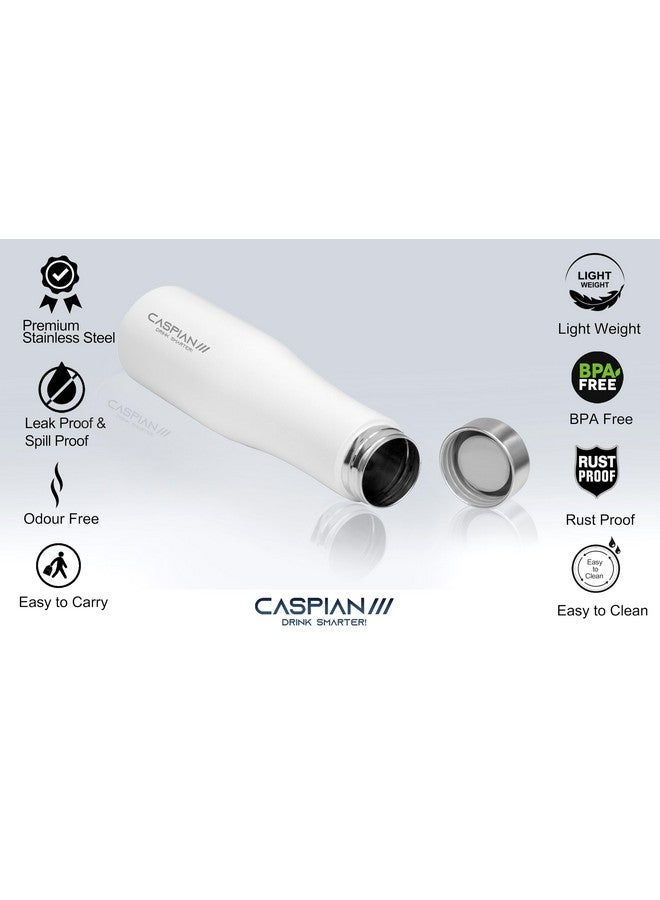 CASPIAN /// Aqua Stainless Steel Water Bottle (White, 1 Litre)| Leak Proof Thunder for Fridge Home Office Travel School Kids Boys Girls Adults Sports Gym Yoga - Image 4