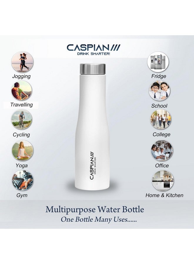 CASPIAN /// Aqua Stainless Steel Water Bottle (White, 1 Litre)| Leak Proof Thunder for Fridge Home Office Travel School Kids Boys Girls Adults Sports Gym Yoga - Image 5