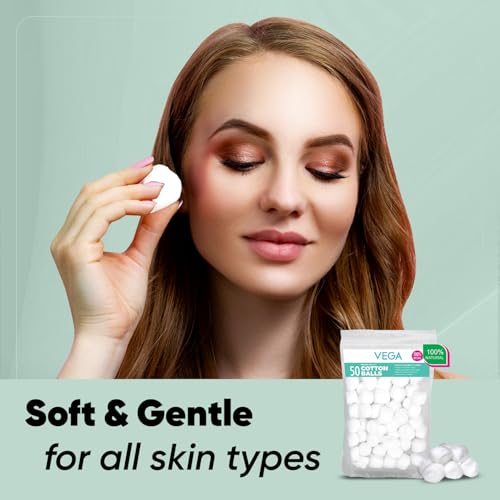 Vega Cotton Balls for Soft & Absorbent for Makeup, Nail Polish Removal, Skincare, Baby Care, First Aid, Soft Cotton Balls, 100% Pure Soft Premium Cotton Balls (50 Pcs, CB-01) - Image 4