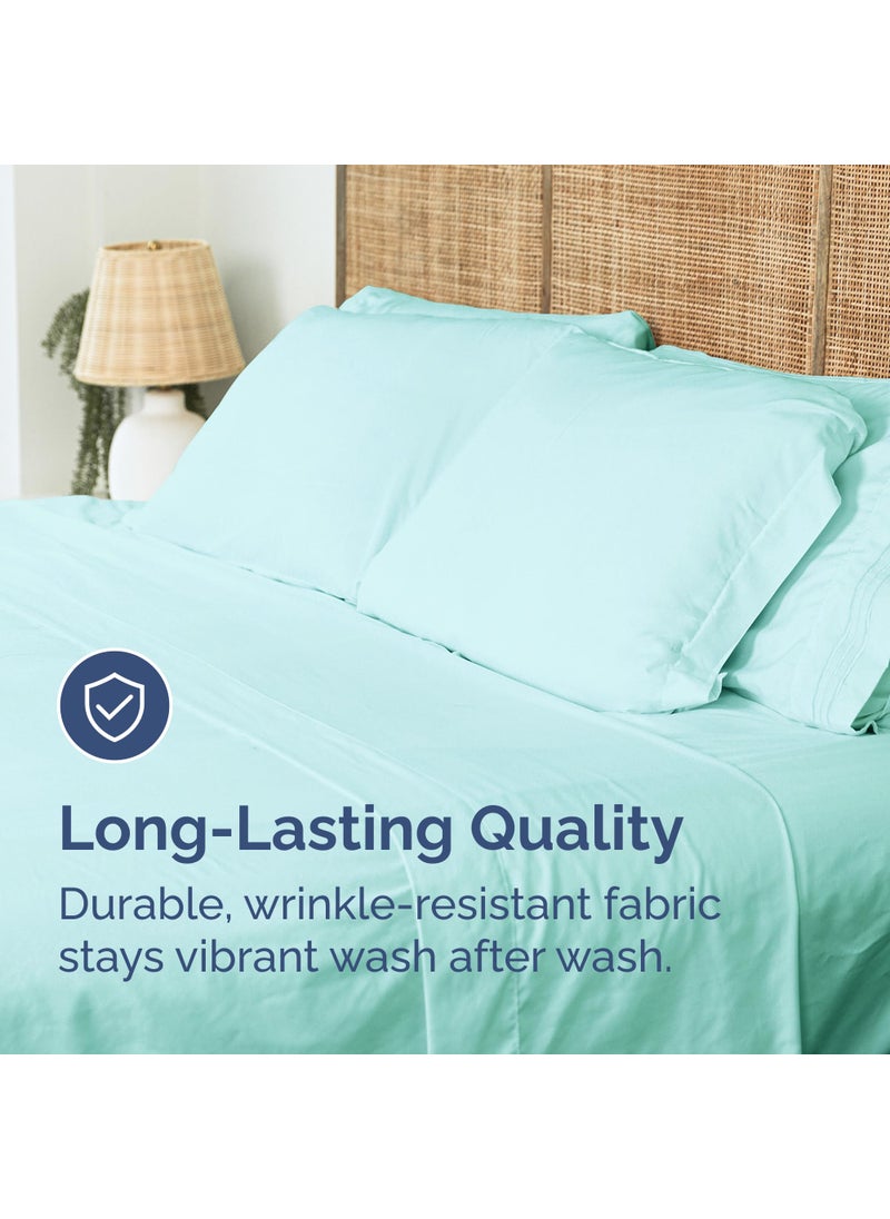 Cal King Size Flat Sheet - Hotel Quality Top Flat Bed Sheet Only - Ultra-Soft  Breathable & Cooling - Fade & Wrinkle Free - Easy-Care  Stain & Shrink Resistant Bedding - Easy-Fit & Oeko-Tex - Spa Blue