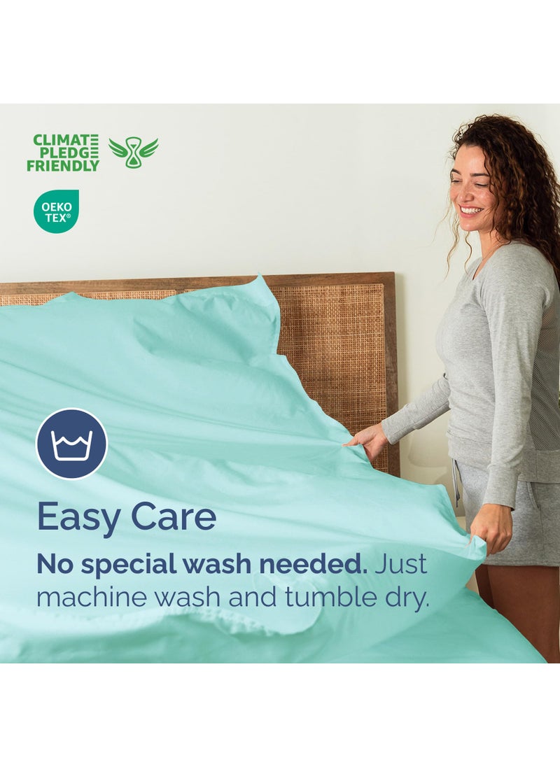 Cal King Size Flat Sheet - Hotel Quality Top Flat Bed Sheet Only - Ultra-Soft  Breathable & Cooling - Fade & Wrinkle Free - Easy-Care  Stain & Shrink Resistant Bedding - Easy-Fit & Oeko-Tex - Spa Blue