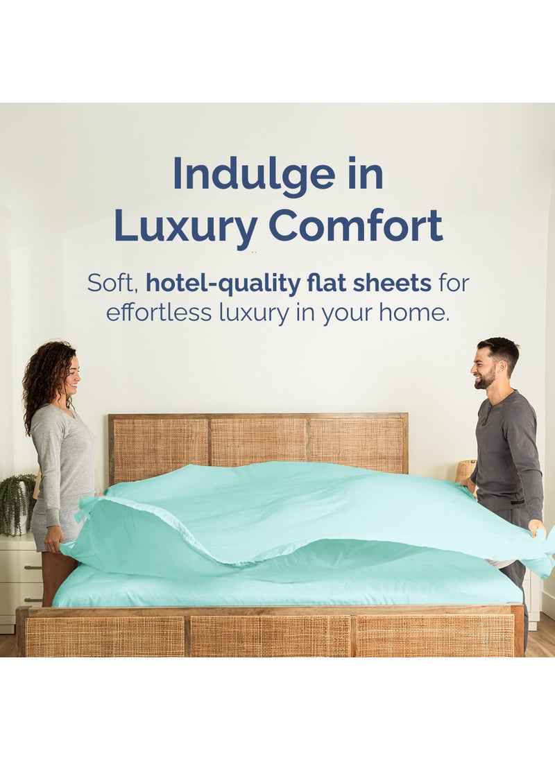 Cal King Size Flat Sheet - Hotel Quality Top Flat Bed Sheet Only - Ultra-Soft  Breathable & Cooling - Fade & Wrinkle Free - Easy-Care  Stain & Shrink Resistant Bedding - Easy-Fit & Oeko-Tex - Spa Blue