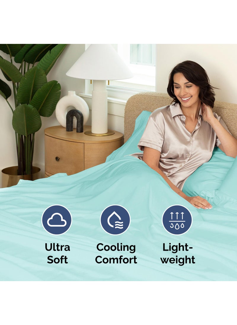 Cal King Size Flat Sheet - Hotel Quality Top Flat Bed Sheet Only - Ultra-Soft  Breathable & Cooling - Fade & Wrinkle Free - Easy-Care  Stain & Shrink Resistant Bedding - Easy-Fit & Oeko-Tex - Spa Blue