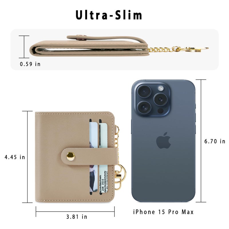 Airkit Small Wallets Woman RFID Blocking Leather Credit Card Holder - with ID Window - Card Wallets for Women - with Zipper Coin Purse - Keychain Wallet - Image 4