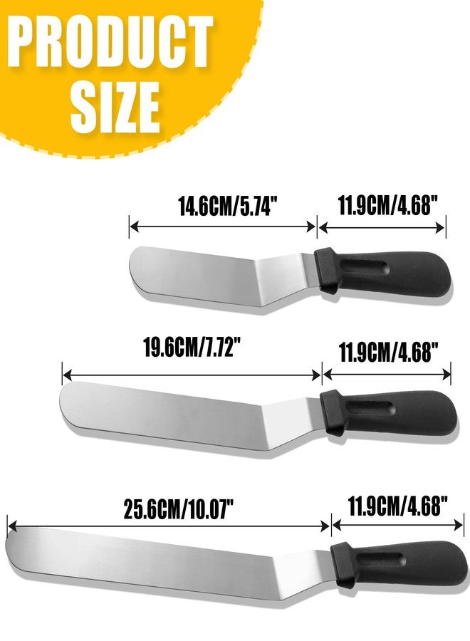 Litoexpe 6 Pack Stainless Steel Icing Spatulas with 3 Pink Cake Smoother Scrapers, Angled Cake Spatulas Cake Smoother Scrapers, Frosting Offset Spatula Set for Cake Decorating Baking (6", 8", 10") - Image 2