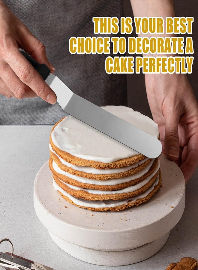 Litoexpe 6 Pack Stainless Steel Icing Spatulas with 3 Pink Cake Smoother Scrapers, Angled Cake Spatulas Cake Smoother Scrapers, Frosting Offset Spatula Set for Cake Decorating Baking (6", 8", 10") - Image 5