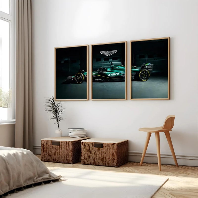 Gamya Big Formula 1 F1 Cars Framed Aesthetic Posters For Wall Decoration, Bedroom, Living Room, Gift Item For Boys | Set of 3 (13x19 Inches) (Aston Martin) - Image 5