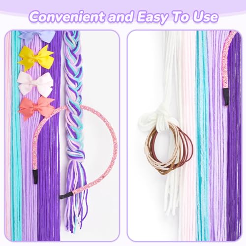 Basumee Unicorn Hair Bow Holder for Girls Wall Hanging Decor and Baby Hair Clip Hanger Organizer, Cyan Lavender - Image 5