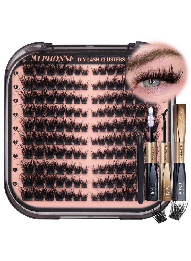 alphonse Fluffy Lash Extension Kit Cat Eye Lash Clusters Kit Wispy Cluster Eyelash Extensions Kit Spiky Individual Lashes Clusters DIY Lash Kit with Bond and Seal by ALPHONSE - Image 1