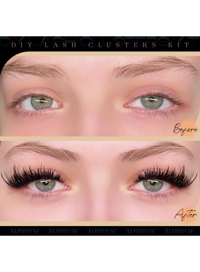 alphonse Fluffy Lash Extension Kit Cat Eye Lash Clusters Kit Wispy Cluster Eyelash Extensions Kit Spiky Individual Lashes Clusters DIY Lash Kit with Bond and Seal by ALPHONSE - Image 3