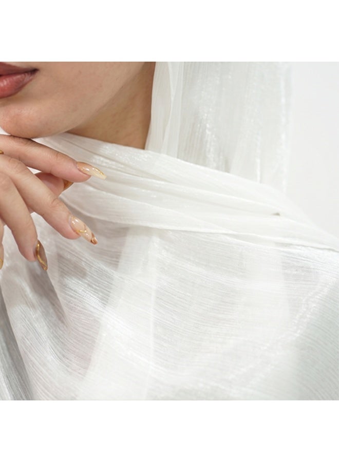 Women’s summer island-style silk crepe headscarf; a shimmering silk scarf that is light, breathable and radiant - Image 4
