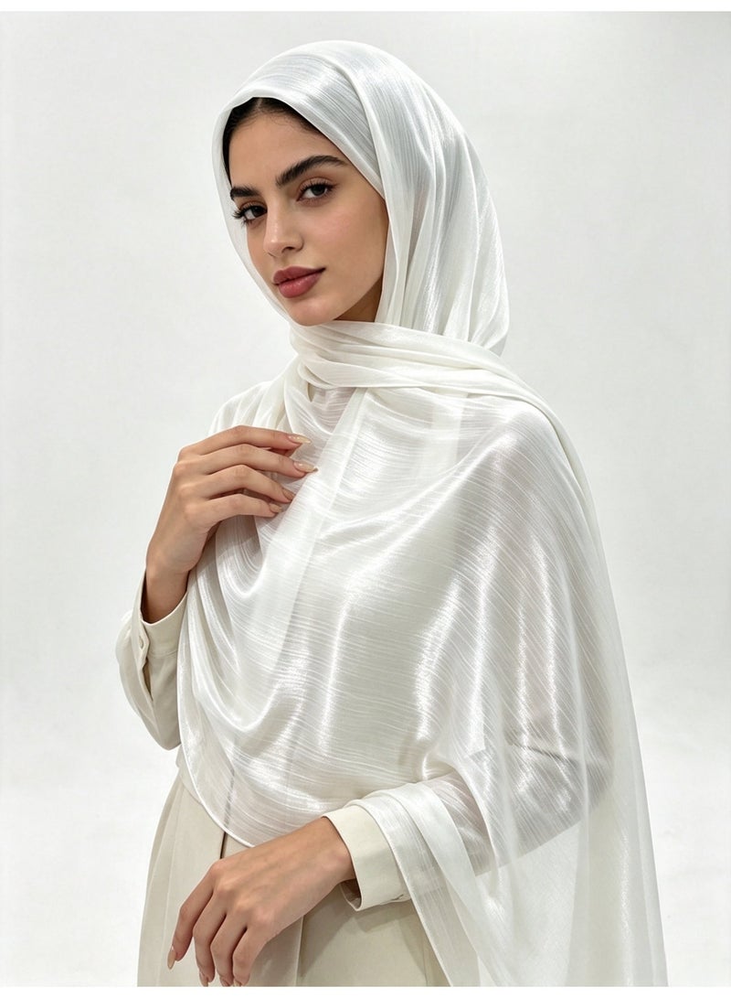 Women’s summer island-style silk crepe headscarf; a shimmering silk scarf that is light, breathable and radiant - Image 3