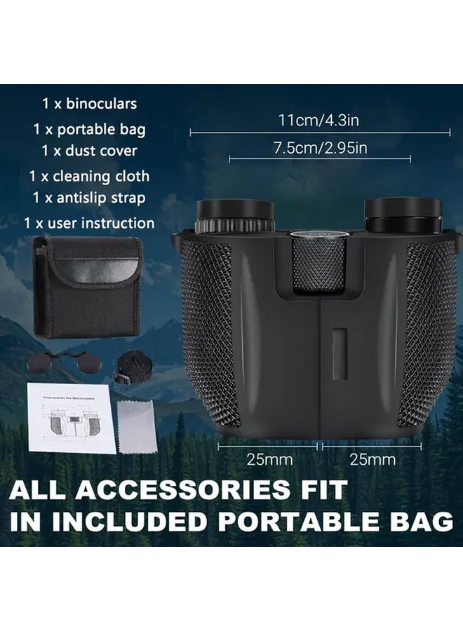 Black 10x42 HD Binoculars Portable Foldable Telescopes for Hunting Camping Bird Watching - Image 4