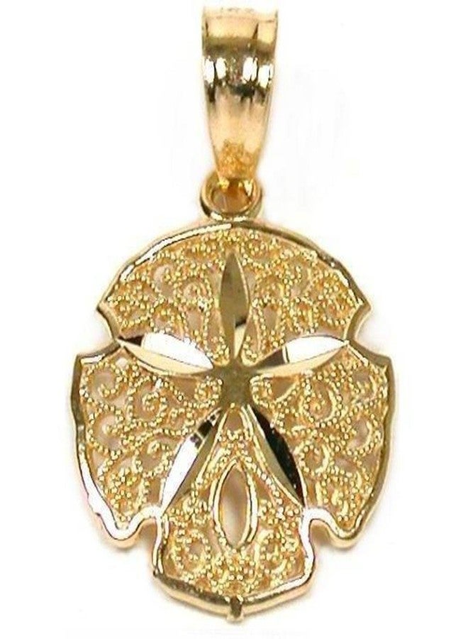 FindingKing 14K Yellow Gold Sand Dollar Pendant Charm - Image 1