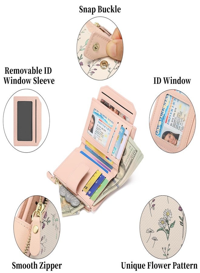 GAEKEAO محفظة صغيرة نسائية من GAEKEAO، مصنوعة من الجلد النباتي، مزودة بتقنية حجب RFID، بتصميم ثنائي الطي ونقشة زهور، وحامل بطاقات أنيق مزود بجيب بسحاب ونافذة لعرض الهوية. - Image 5