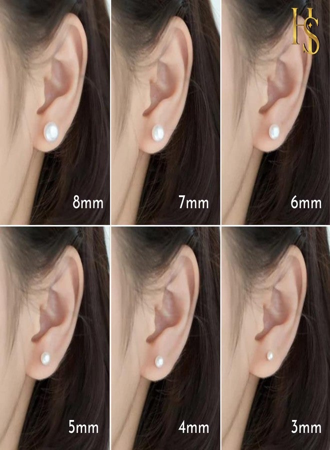 HIGHSPARK 925 Silver Pearl Earrings for Women | 92.5 Sterling Silver & Brilliant Lustre Freshwater Button Pearls | Lovely Gift | Pearl 5mm - Image 3