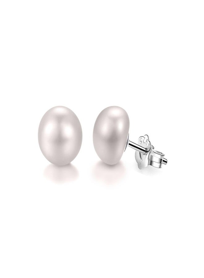 HIGHSPARK 925 Silver Pearl Earrings for Women | 92.5 Sterling Silver & Brilliant Lustre Freshwater Button Pearls | Lovely Gift | Pearl 5mm - Image 1