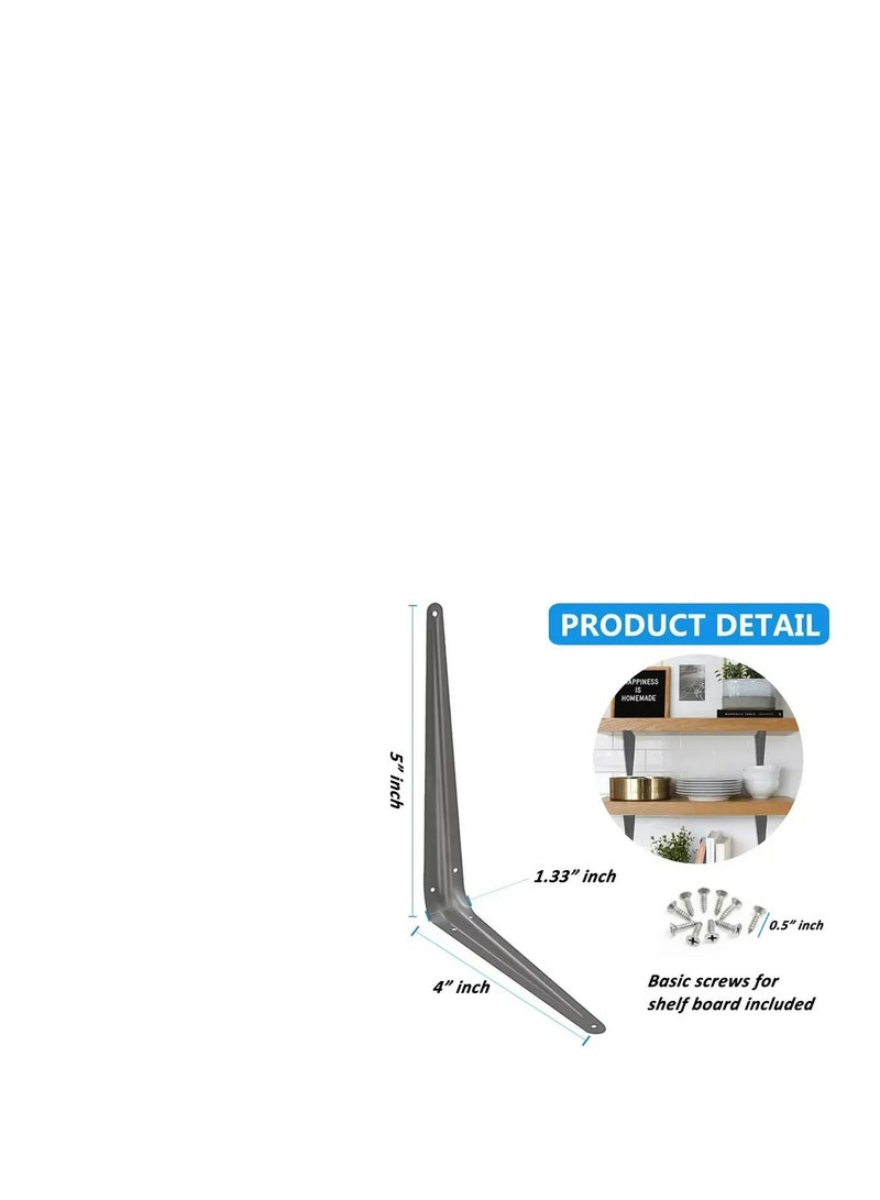 KNP KNP Grey light duty shelf brackets 10x12 INCH are designed in a stylish tripod format offering both stability and aesthetic appeal for supporting shelves.  - Image 3