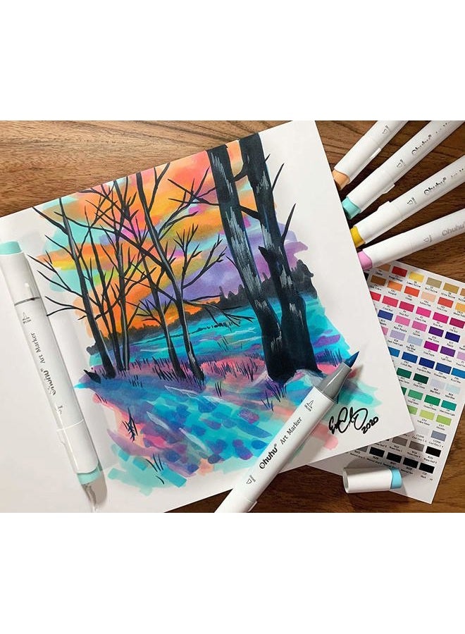 Ohuhu دفتر رسم ماركر، 6.9" 6.5" حجم مربع صغير، 120Lb/200Gsm ورق رسم ثقيل ناعم، 30 ورقة/60 صفحة، دفتر رسم بغلاف صلب، مصمم خصيصًا لماركر الكحول - Image 5