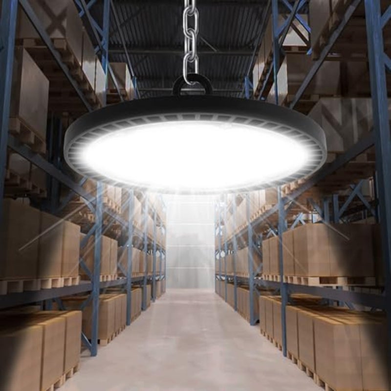 مصباح كشاف UFO LED 200 وات، مصباح ورشة عمل 20000 LM، مصباح كشاف LED صناعي IP65، ضوء كشاف LED صناعي داخلي 6000 كلفن لمصنع الورش الصناعية - Image 1