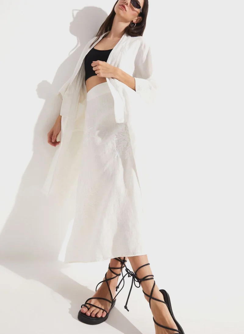 JUNE Embroidered High Waist Skirt