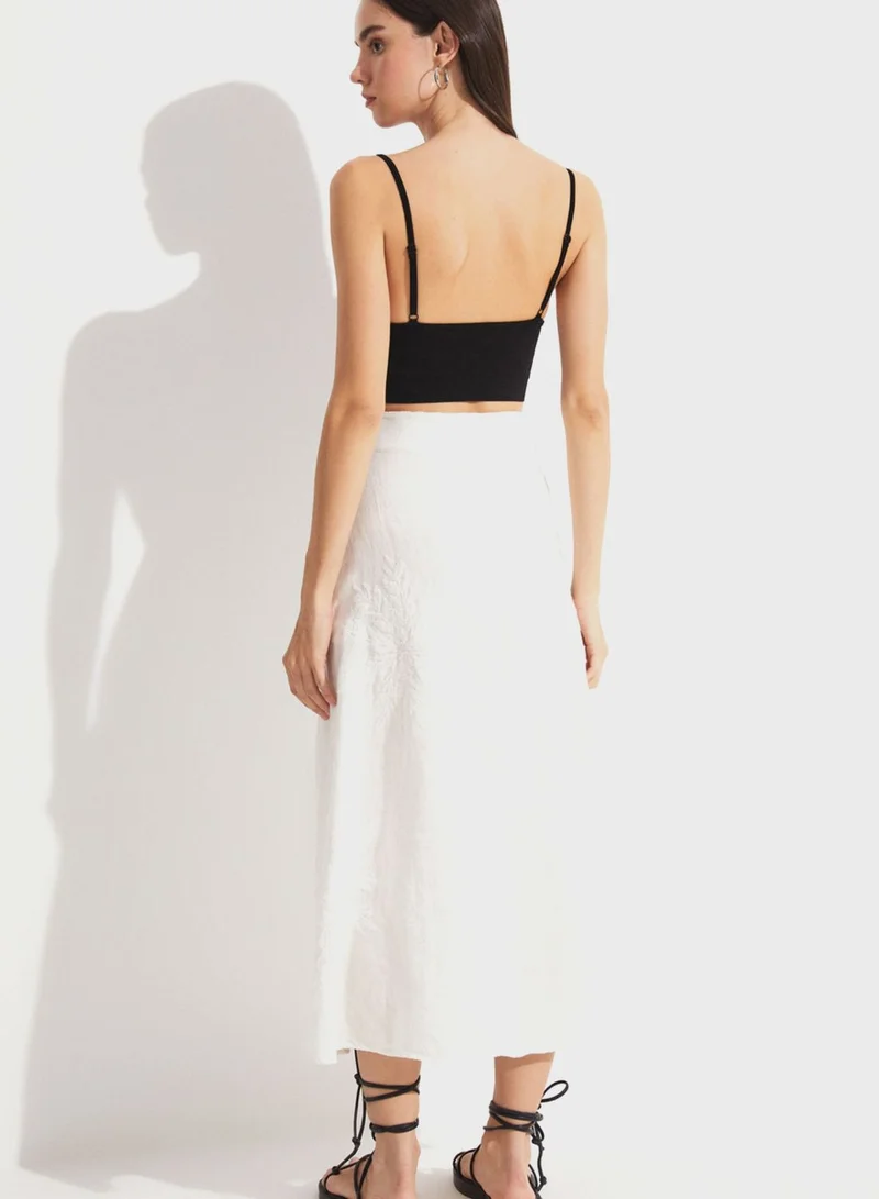 JUNE Embroidered High Waist Skirt