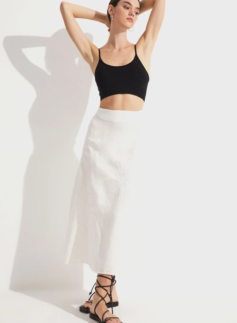 JUNE Embroidered High Waist Skirt