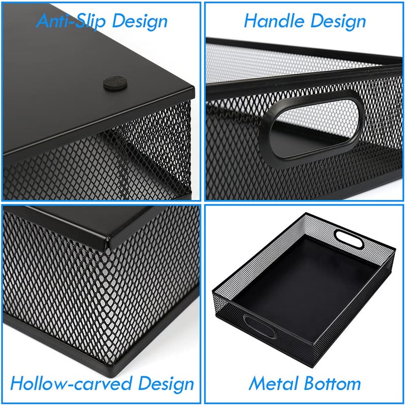 EsOfficce Desk Drawer Organizer, A4 Large Metal Mesh Desk Rrganizer Tray, Versatile Storage Box Set for Office Home Supplies,13 x 9 inches - Image 4