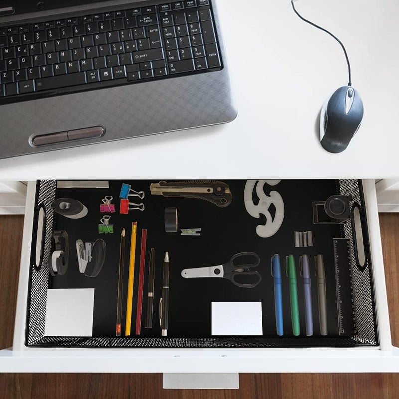 EsOfficce Desk Drawer Organizer, A4 Large Metal Mesh Desk Rrganizer Tray, Versatile Storage Box Set for Office Home Supplies,13 x 9 inches - Image 2