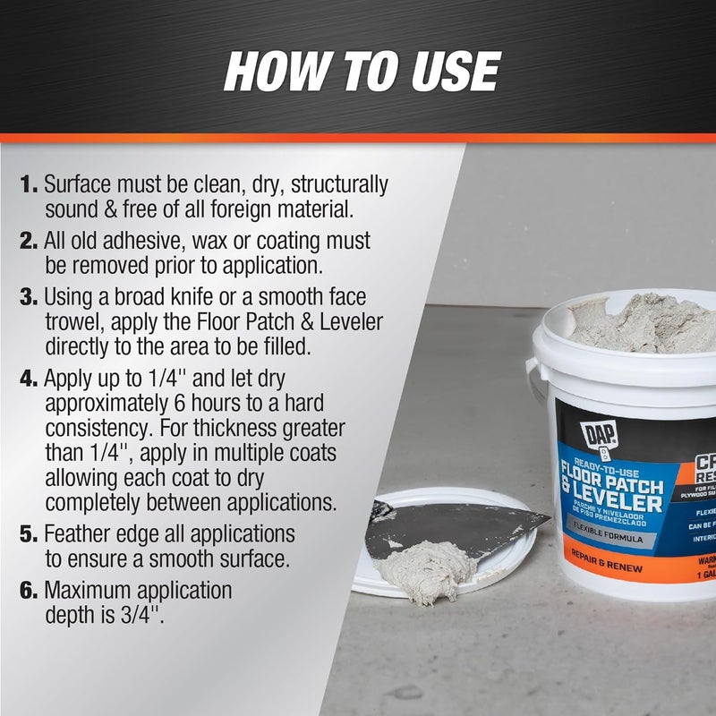 Dap Flexible Floor Patch and Leveler, Light Gray, 32 Oz (7079859184) - Image 4