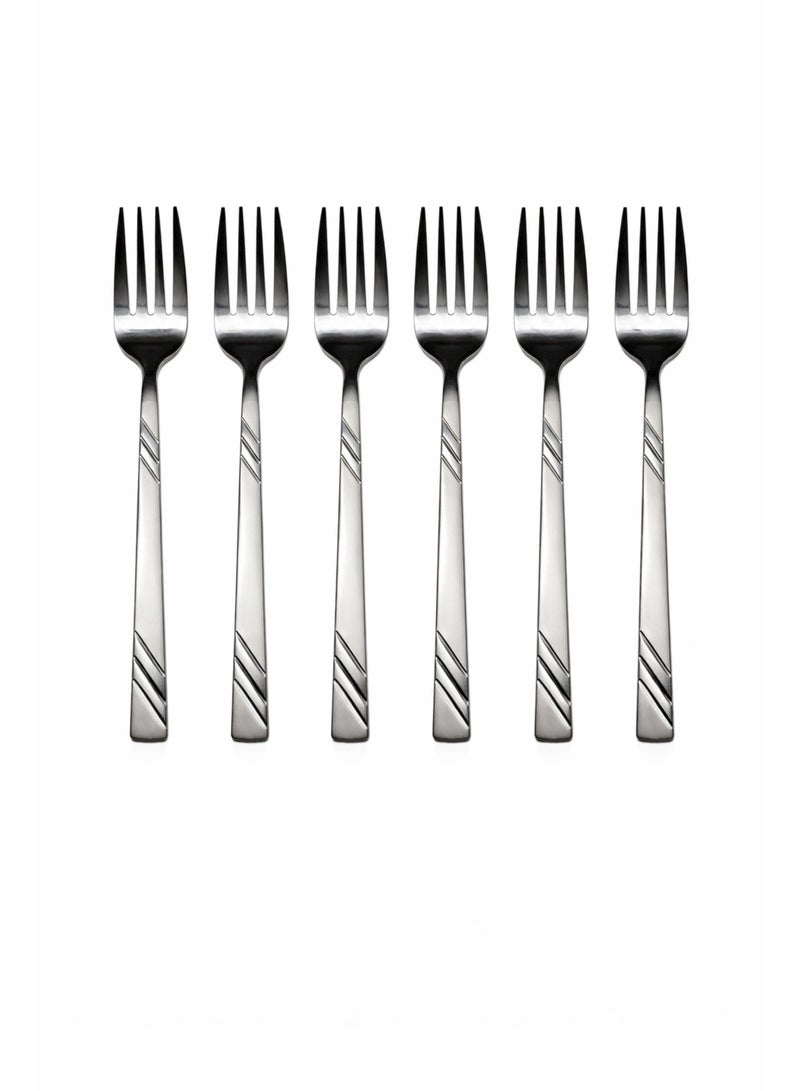 Stainless Steel Dinner Forks Set Of 6, 20 Cm Length, Mirror Polish Silver Forks With Engraved Handle, Rust Resistant Cutlery For Home Kitchen And Restaurant Use (Dinner Fork) - Image 2