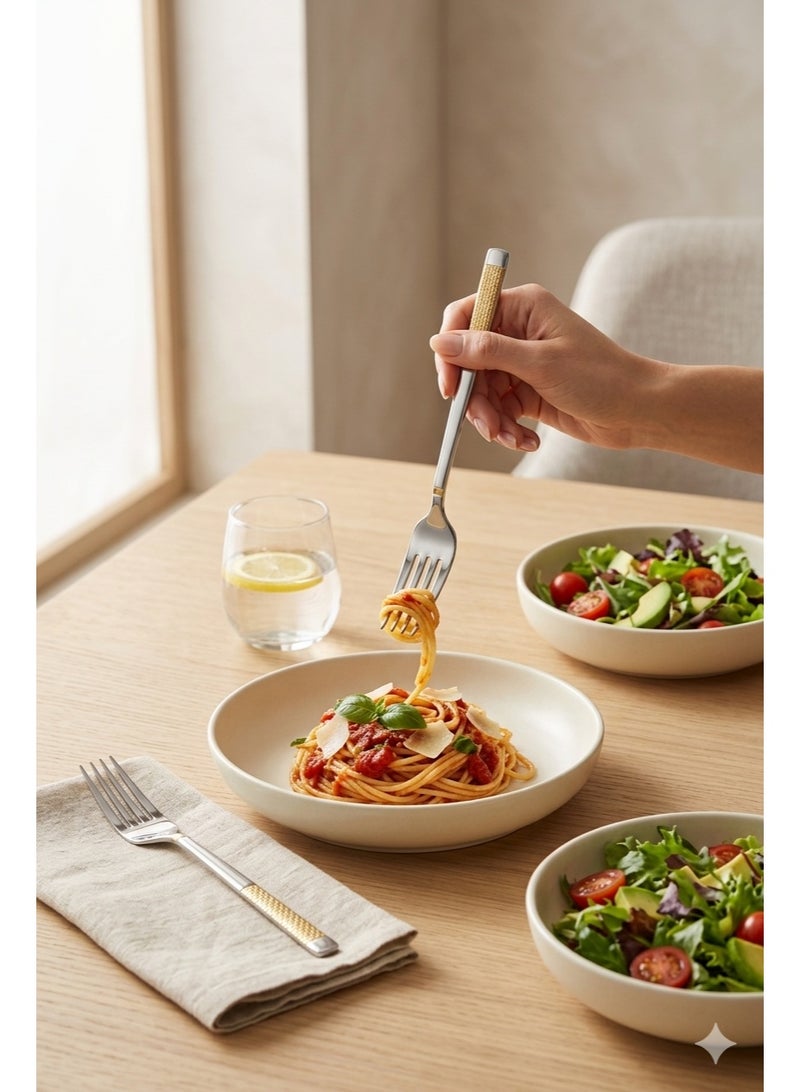 Stainless Steel Dinner Forks Set Of 6, 20 Cm Length, Mirror Polish Silver Forks With Engraved Handle, Rust Resistant Cutlery For Home Kitchen And Restaurant Use (Dinner Fork) - Image 4