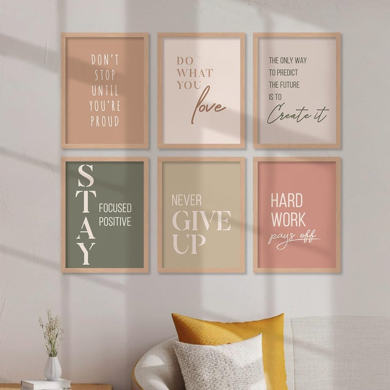 KOTART kotart wood Quotes Frames for Wall Decor Motivational Photo Frame for Wall Decoration Quotes Wall Poster with Frame for Room and Office Set of 6 10X13 INCH A Rectangular Golden  - Image 3