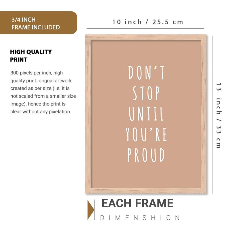 KOTART kotart wood Quotes Frames for Wall Decor Motivational Photo Frame for Wall Decoration Quotes Wall Poster with Frame for Room and Office Set of 6 10X13 INCH A Rectangular Golden  - Image 2
