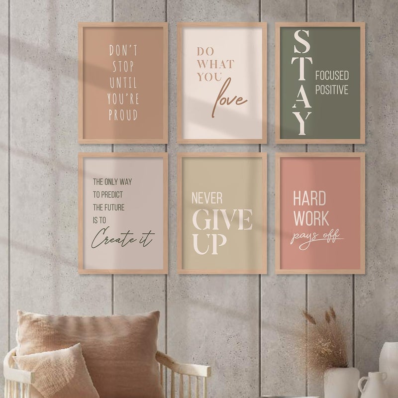 KOTART kotart wood Quotes Frames for Wall Decor Motivational Photo Frame for Wall Decoration Quotes Wall Poster with Frame for Room and Office Set of 6 10X13 INCH A Rectangular Golden  - Image 1