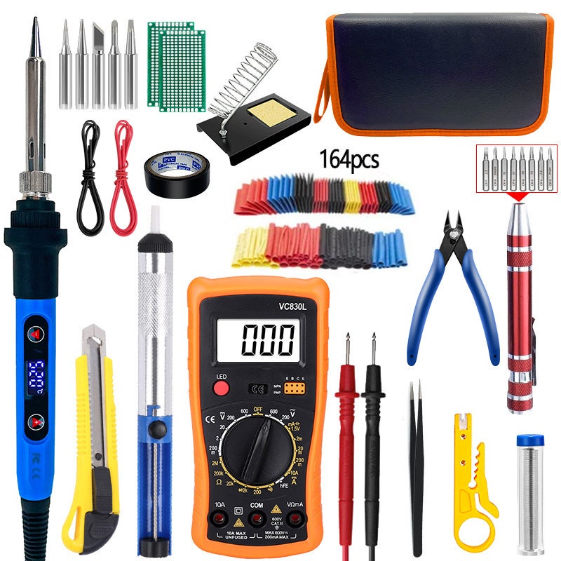 80W Digital LVD Soldering Iron Kit Adjustable Temperature for Home Repair 900 Blue Heat Shrinkable Tube suit 