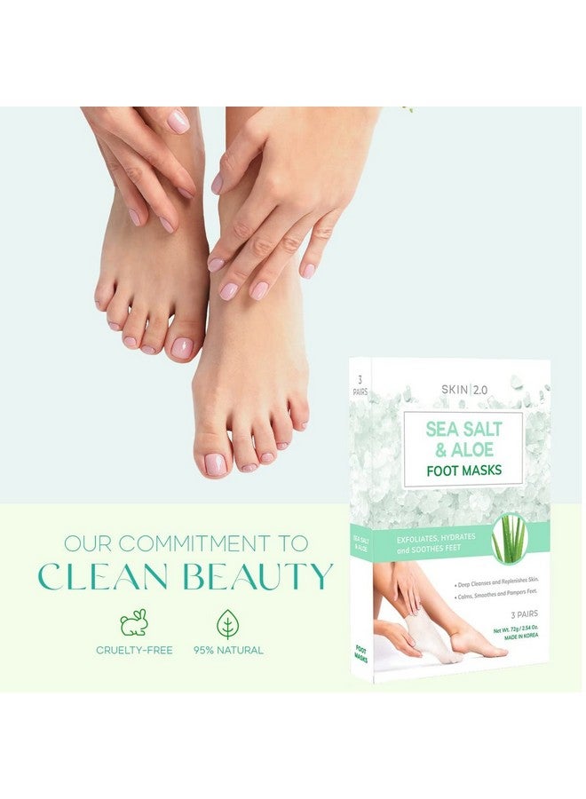سكين 2.0 أقنعة القدم Skin 2.0 بملح البحر والصبار، جوارب مرطبة - علاج تشقق الكعب، مهدئ ومرطب بعمق، قناع تقشير للقدم - منتجات كورية للعناية بالبشرة خالية من القسوة لجميع أنواع البشرة - 3 أزواج - Image 5