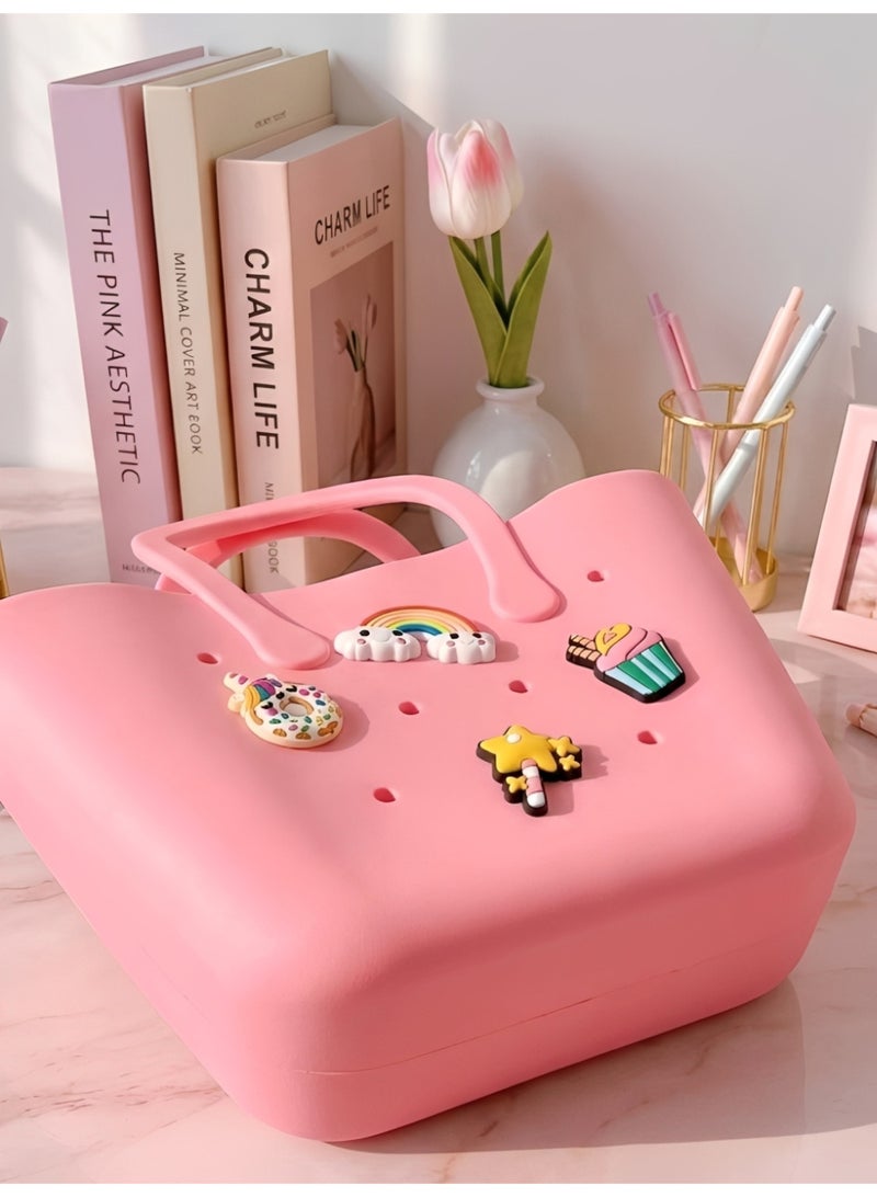 حقيبة توت صغيرة وردية للأطفال مع دبابيس زينة لطيفة (DIY) - Image 5