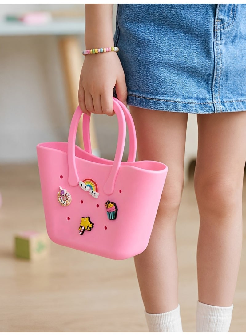 حقيبة توت صغيرة وردية للأطفال مع دبابيس زينة لطيفة (DIY) - Image 3