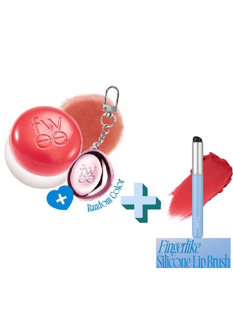 FWEE Lip & Cheek Blurry Pudding Pot CR01 Dear 5g and Fwee Fingerlike Silicone Lip Brush - Image 1