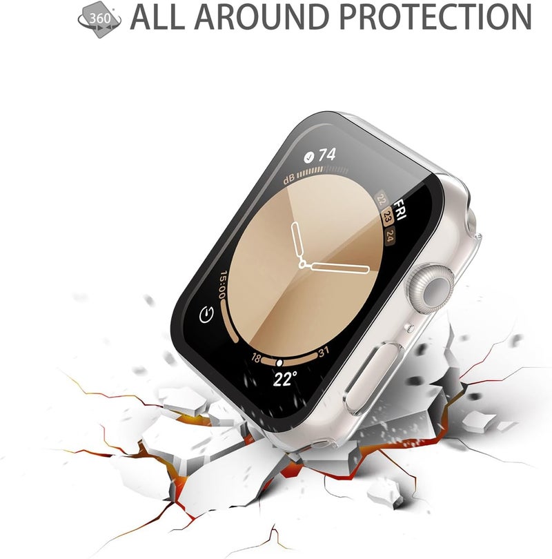 Misxi 2 Pack Hard PC Case with Tempered Glass Screen Protector Compatible with Apple Watch SE 3 (2025) SE 2 SE Series 6 Series 5 Series 4 44mm, Anti-Drop Lightweight Cover for iWatch, 1 Starlight + 1 - Image 5
