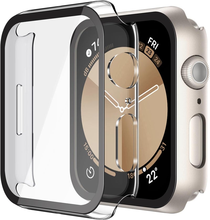 Misxi 2 Pack Hard PC Case with Tempered Glass Screen Protector Compatible with Apple Watch SE 3 (2025) SE 2 SE Series 6 Series 5 Series 4 44mm, Anti-Drop Lightweight Cover for iWatch, 1 Starlight + 1 - Image 1